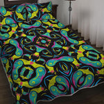 Ornament Psychedelic Trippy Print Quilt Bed Set