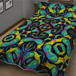 Ornament Psychedelic Trippy Print Quilt Bed Set