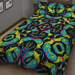 Ornament Psychedelic Trippy Print Quilt Bed Set