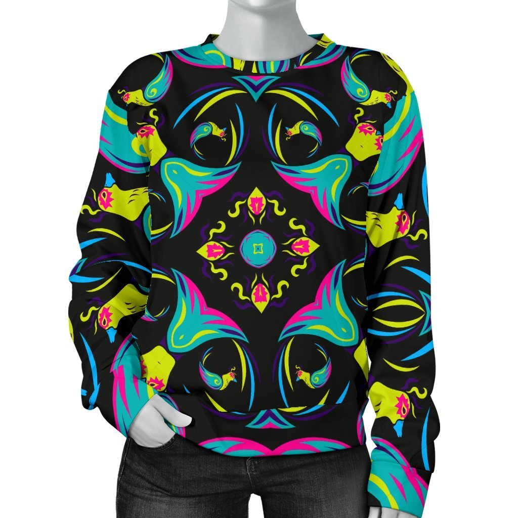 Ornament Psychedelic Trippy Print Women's Crewneck Sweatshirt GearFrost