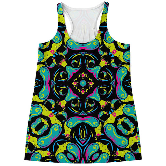Ornament Psychedelic Trippy Print Women's Racerback Tank Top