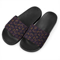 Ornament Tiki Mask Pattern Print Black Slide Sandals
