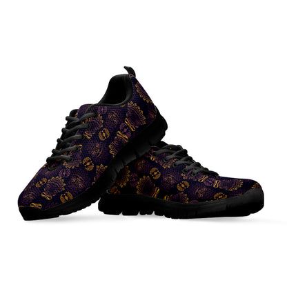 Ornament Tiki Mask Pattern Print Black Sneakers