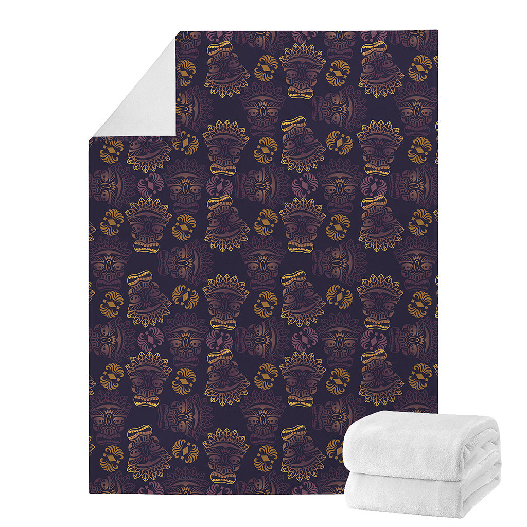 Ornament Tiki Mask Pattern Print Blanket