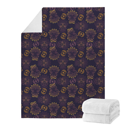 Ornament Tiki Mask Pattern Print Blanket