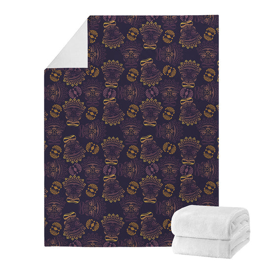 Ornament Tiki Mask Pattern Print Blanket