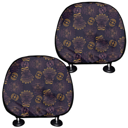 Ornament Tiki Mask Pattern Print Car Headrest Covers