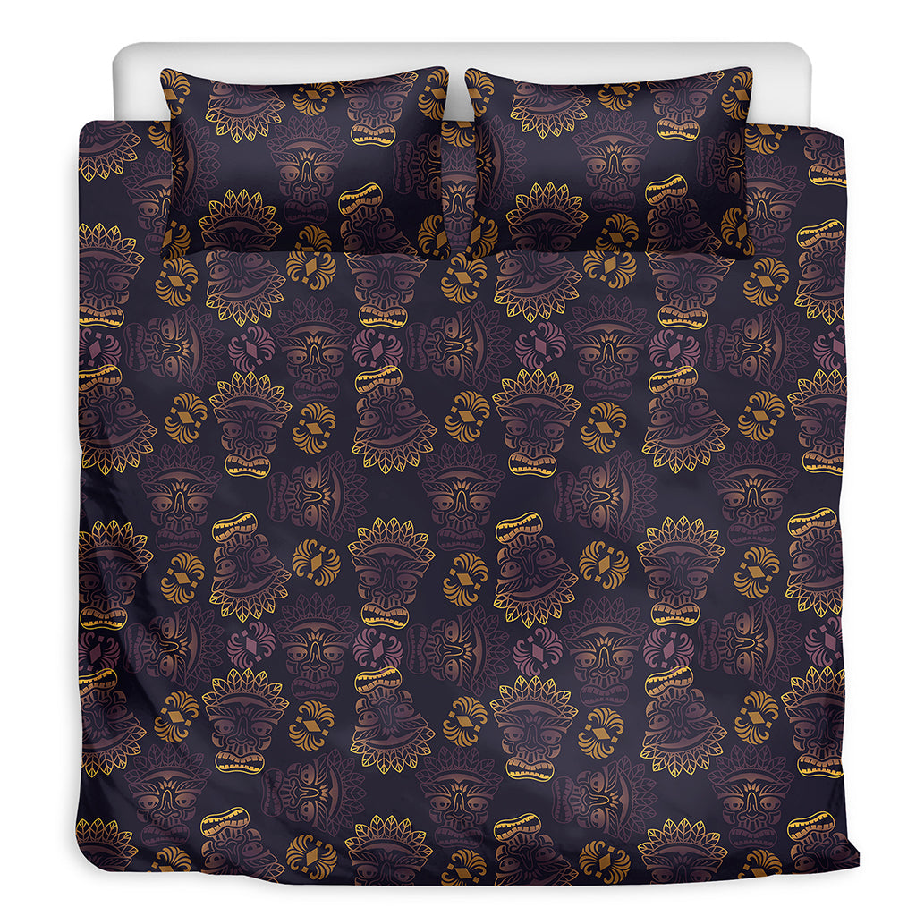 Ornament Tiki Mask Pattern Print Duvet Cover Bedding Set