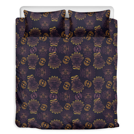 Ornament Tiki Mask Pattern Print Duvet Cover Bedding Set