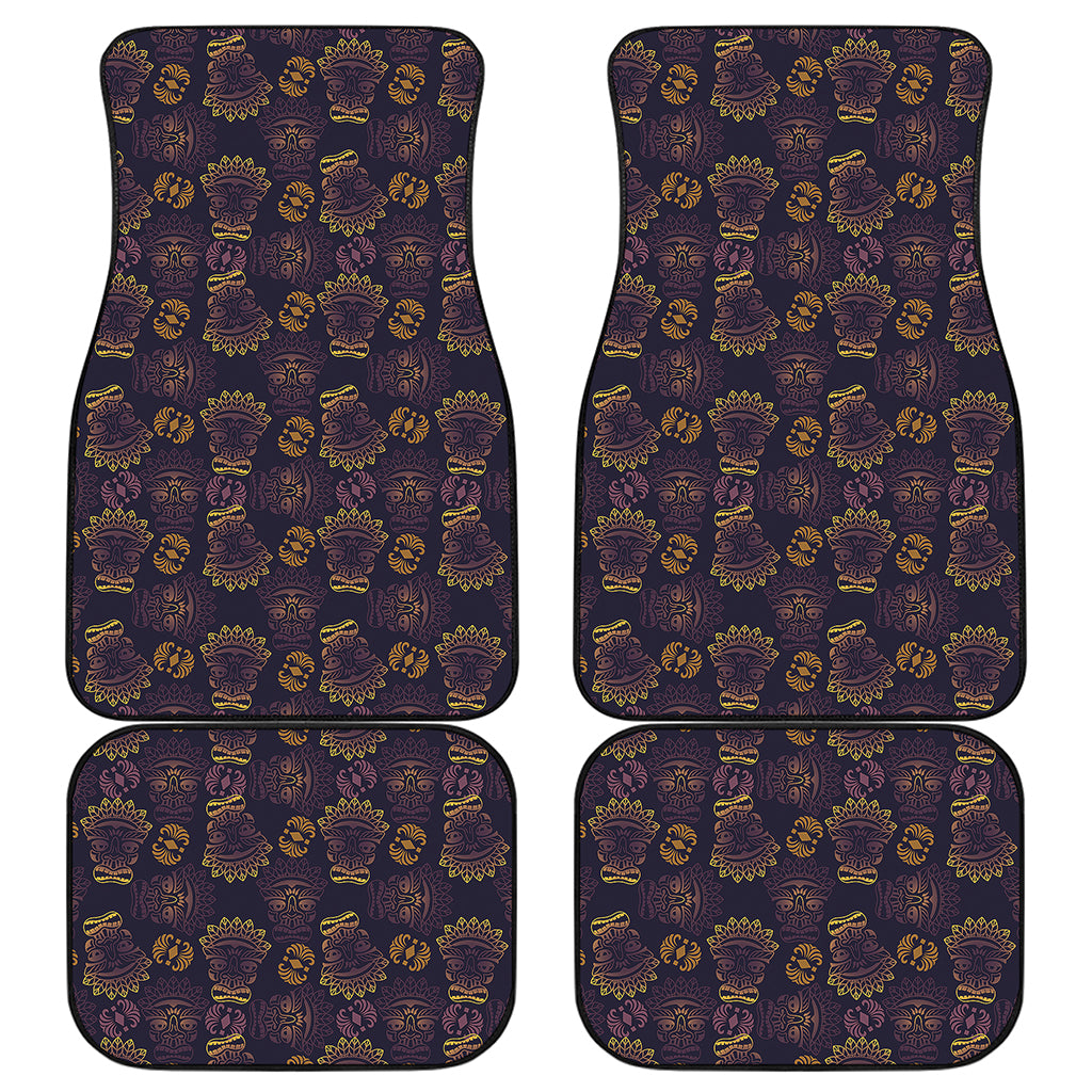 Ornament Tiki Mask Pattern Print Front and Back Car Floor Mats