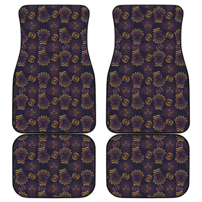 Ornament Tiki Mask Pattern Print Front and Back Car Floor Mats
