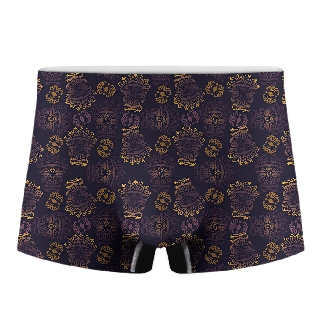 Ornament Tiki Mask Pattern Print Men's Boxer Briefs