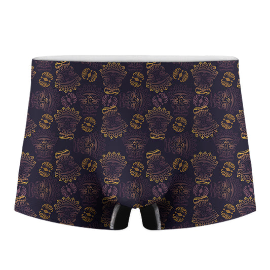 Ornament Tiki Mask Pattern Print Men's Boxer Briefs