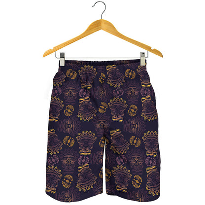 Ornament Tiki Mask Pattern Print Men's Shorts
