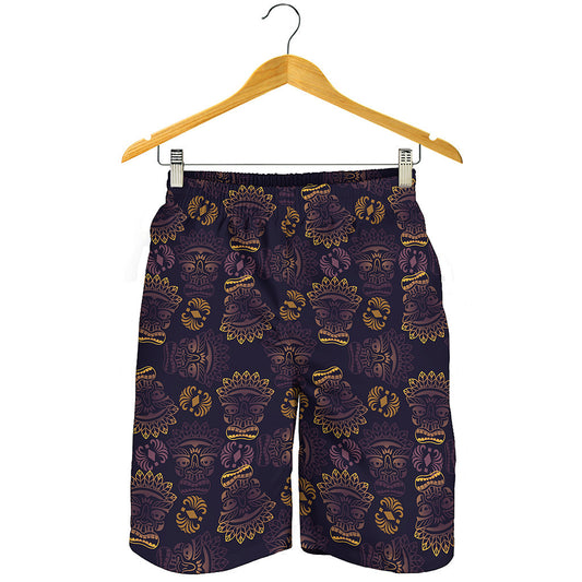 Ornament Tiki Mask Pattern Print Men's Shorts