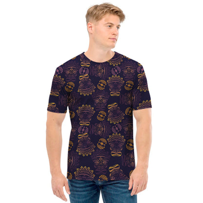 Ornament Tiki Mask Pattern Print Men's T-Shirt