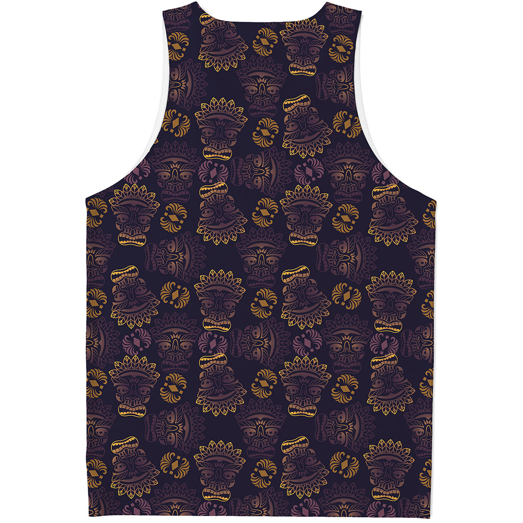 Ornament Tiki Mask Pattern Print Men's Tank Top