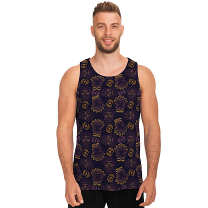 Ornament Tiki Mask Pattern Print Men's Tank Top