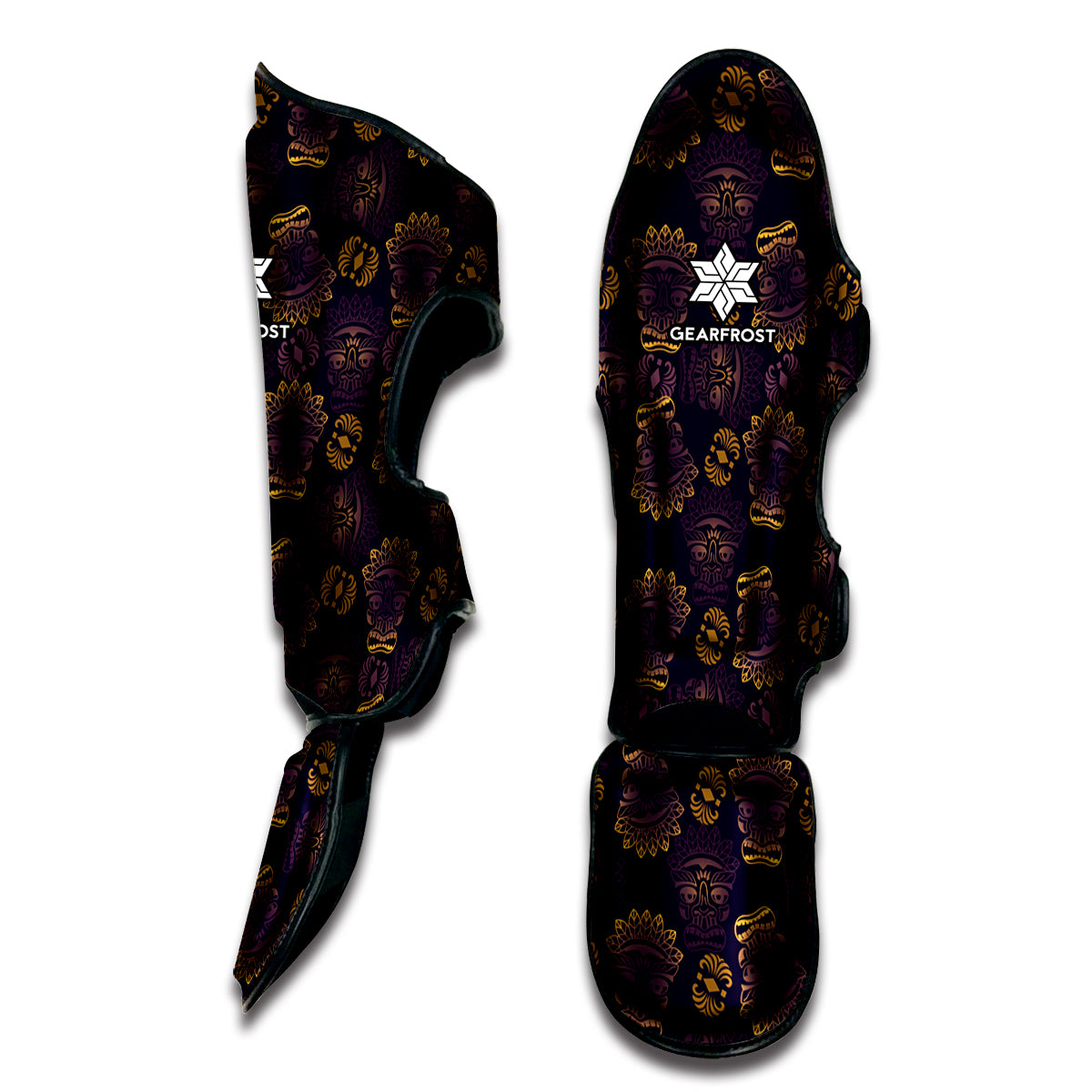 Ornament Tiki Mask Pattern Print Muay Thai Shin Guard