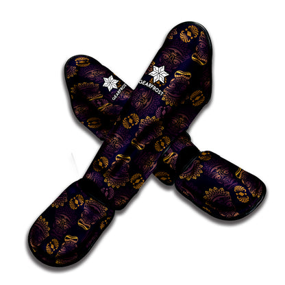 Ornament Tiki Mask Pattern Print Muay Thai Shin Guard