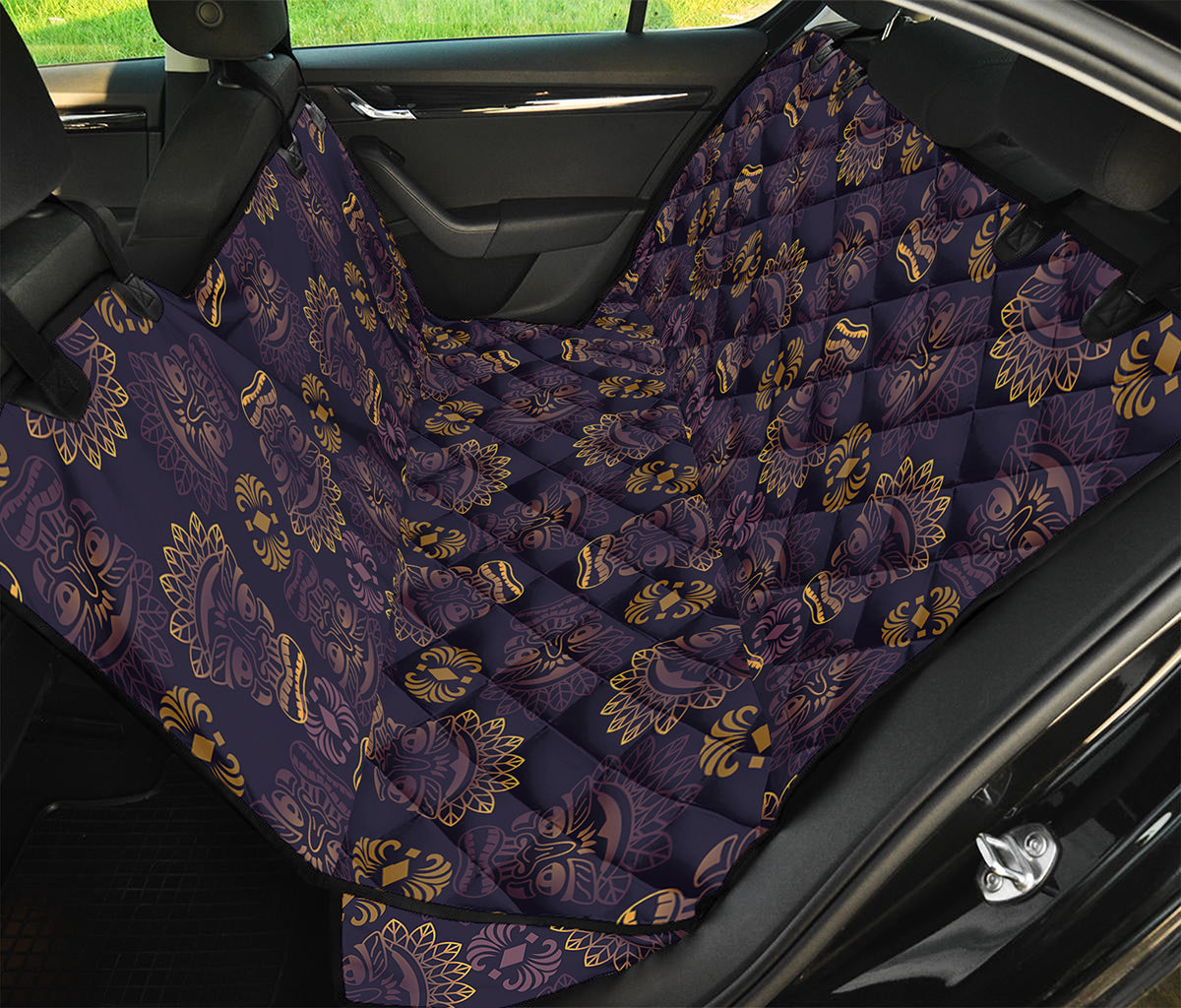Ornament Tiki Mask Pattern Print Pet Car Back Seat Cover