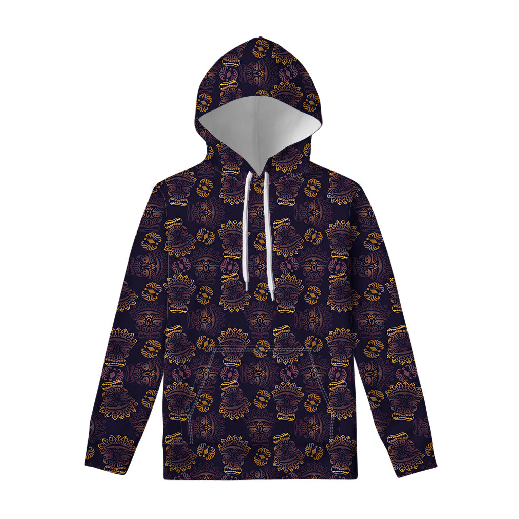 Ornament Tiki Mask Pattern Print Pullover Hoodie