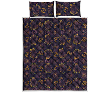 Ornament Tiki Mask Pattern Print Quilt Bed Set