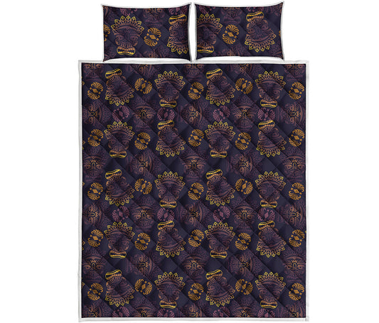 Ornament Tiki Mask Pattern Print Quilt Bed Set