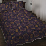 Ornament Tiki Mask Pattern Print Quilt Bed Set