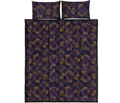 Ornament Tiki Mask Pattern Print Quilt Bed Set