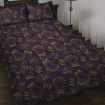 Ornament Tiki Mask Pattern Print Quilt Bed Set