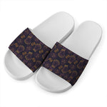 Ornament Tiki Mask Pattern Print White Slide Sandals