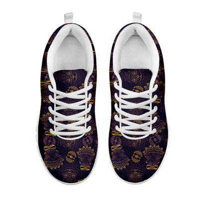 Ornament Tiki Mask Pattern Print White Sneakers