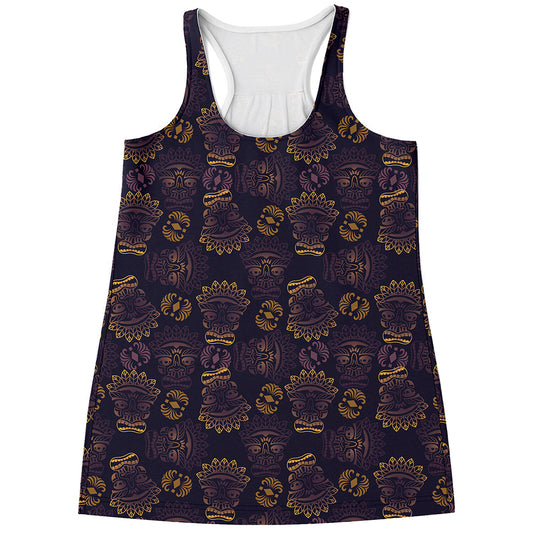 Ornament Tiki Mask Pattern Print Women's Racerback Tank Top