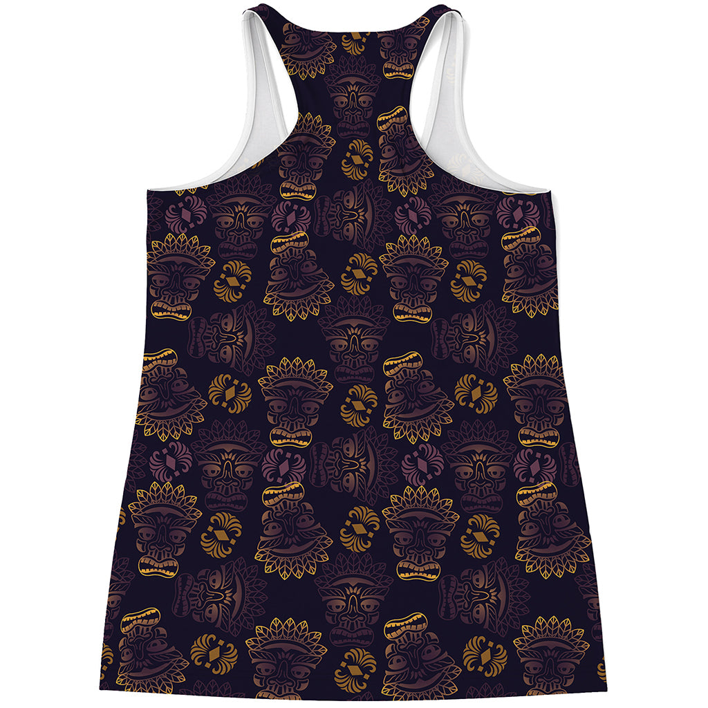 Ornament Tiki Mask Pattern Print Women's Racerback Tank Top