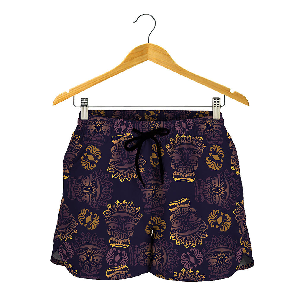 Ornament Tiki Mask Pattern Print Women's Shorts
