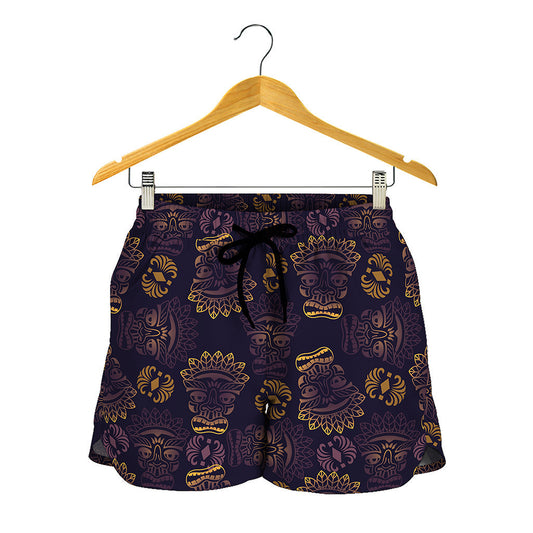 Ornament Tiki Mask Pattern Print Women's Shorts