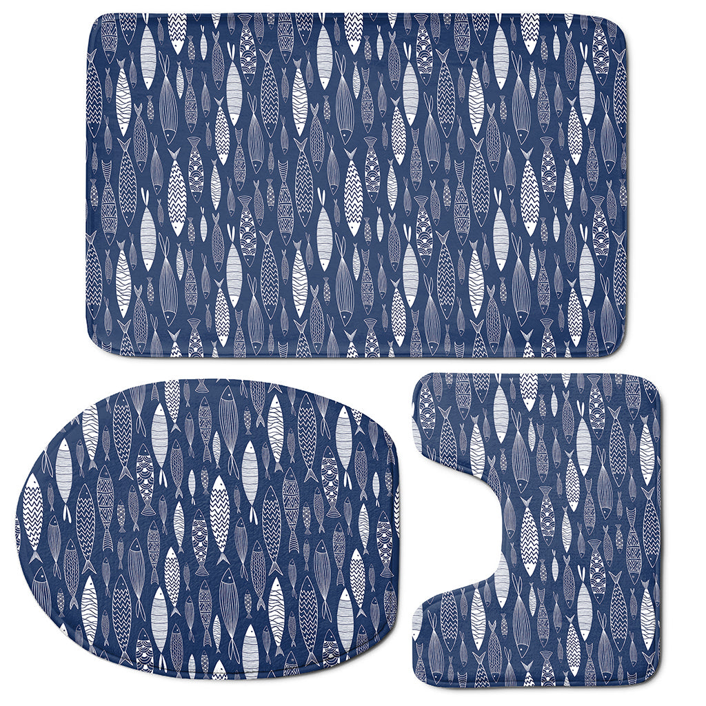 Ornamental Fish Pattern Print 3 Piece Bath Mat Set