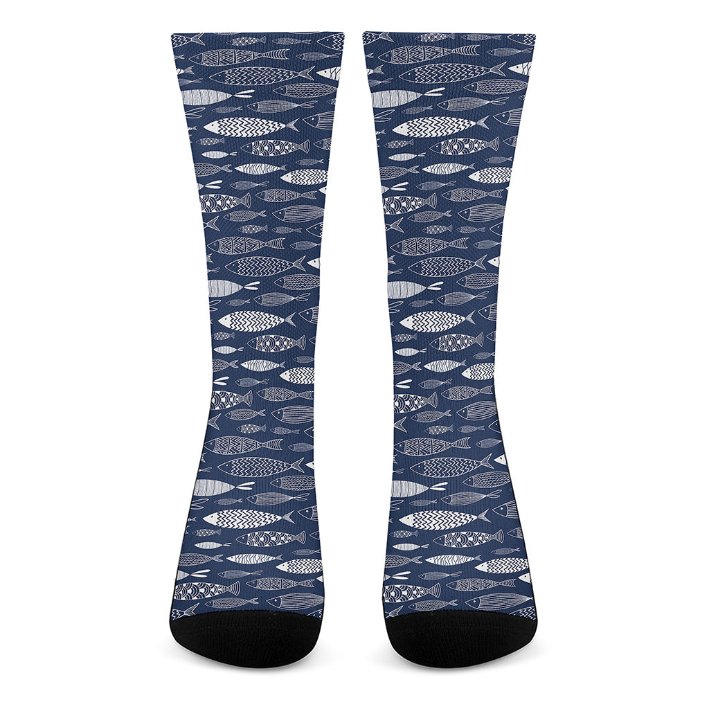 Ornamental Fish Pattern Print Crew Socks