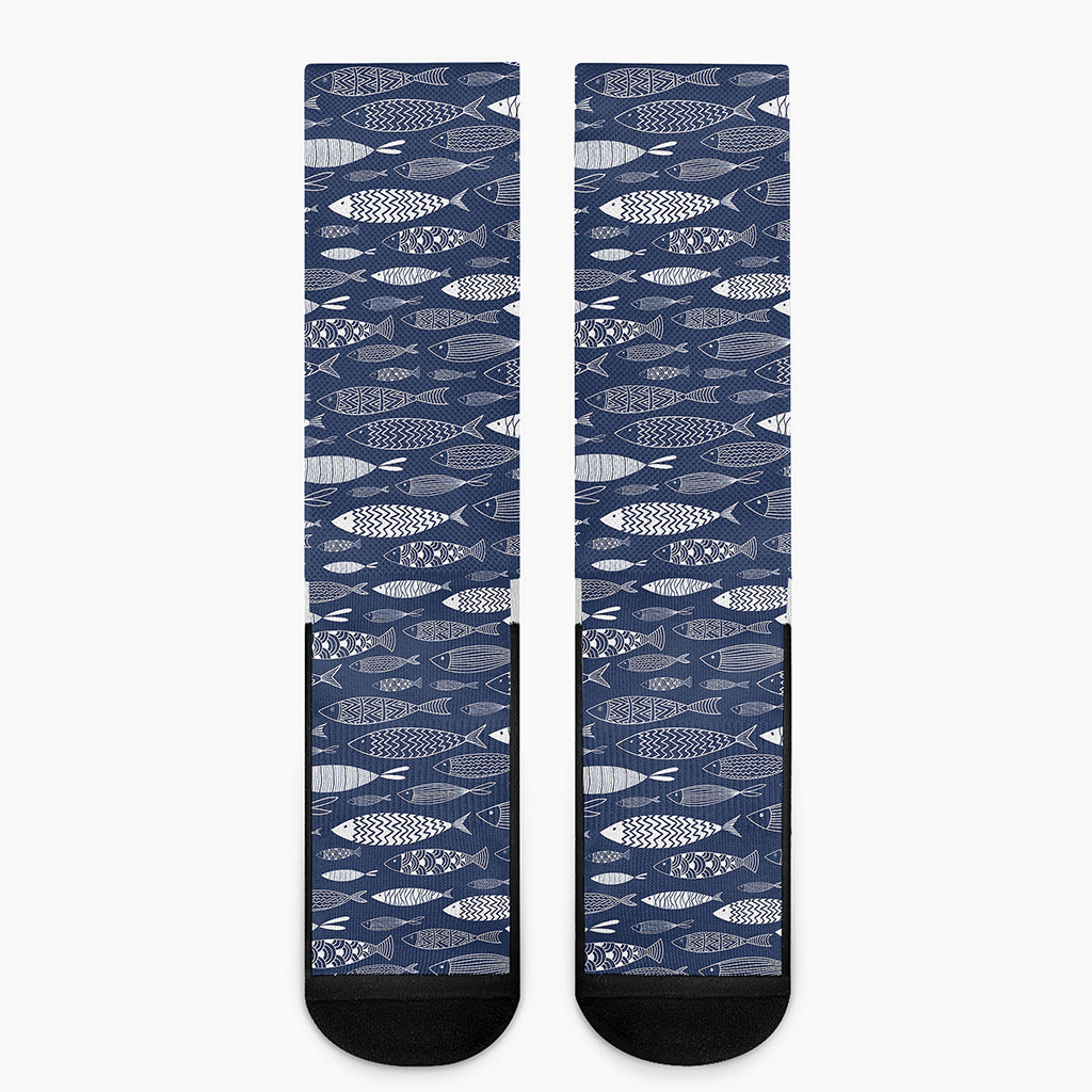 Ornamental Fish Pattern Print Crew Socks