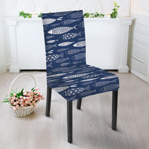 Ornamental Fish Pattern Print Dining Chair Slipcover