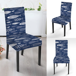 Ornamental Fish Pattern Print Dining Chair Slipcover