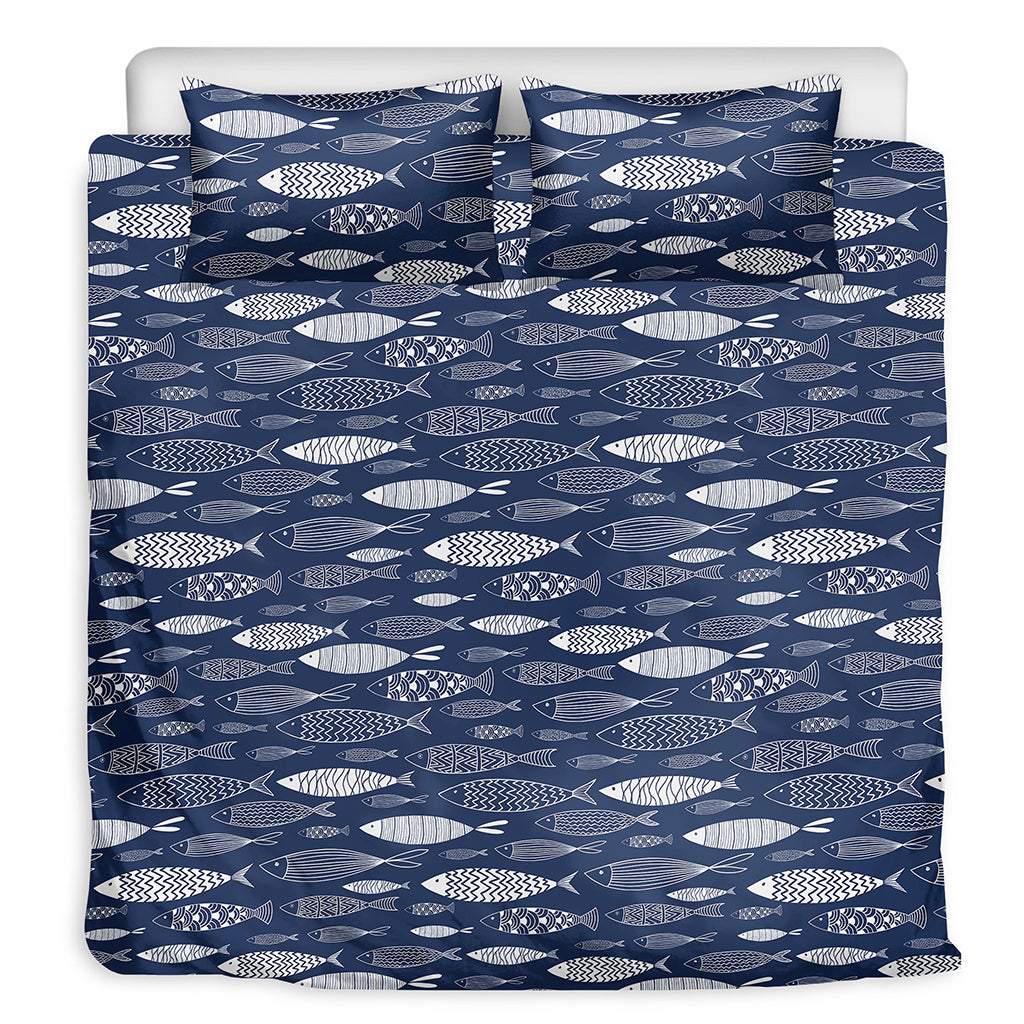 Ornamental Fish Pattern Print Duvet Cover Bedding Set