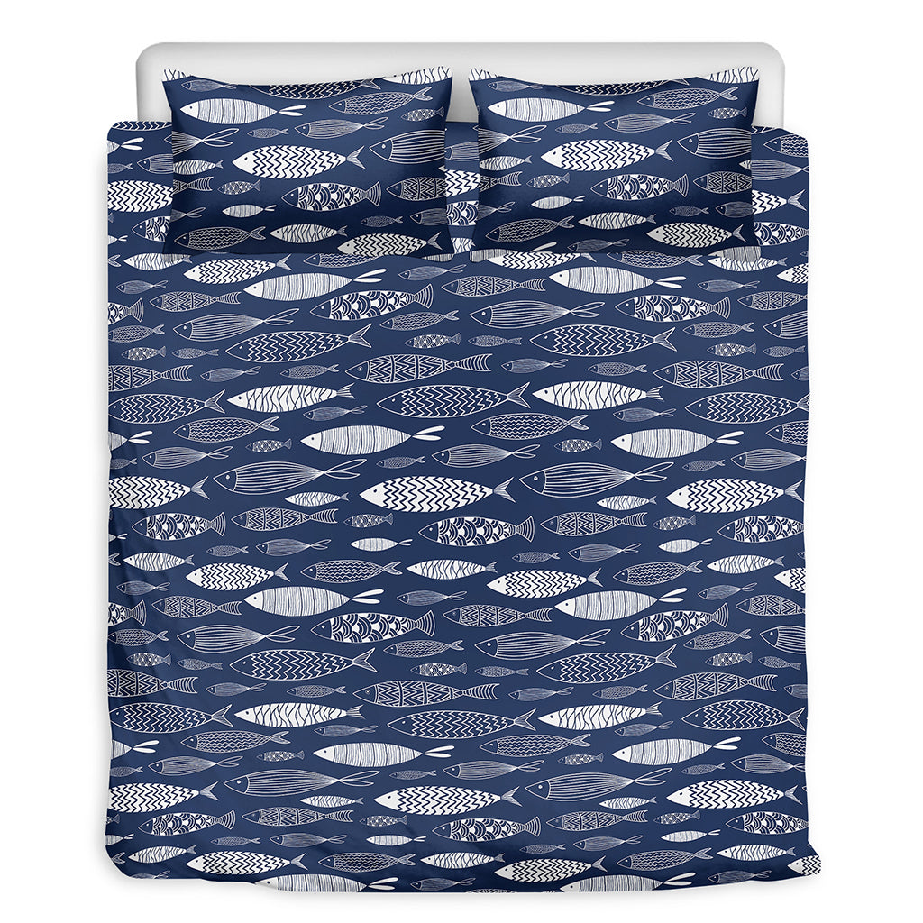 Ornamental Fish Pattern Print Duvet Cover Bedding Set