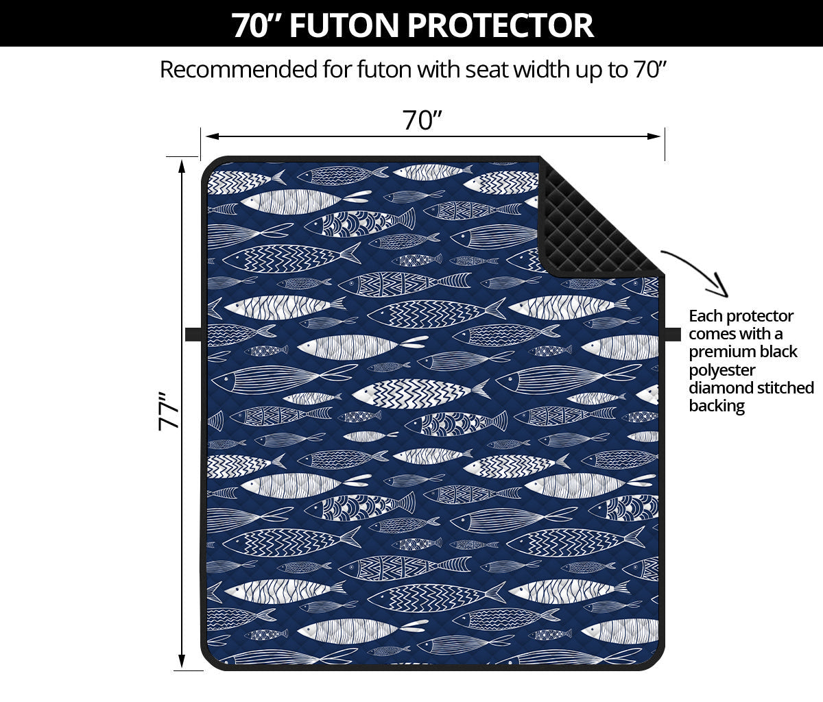 Ornamental Fish Pattern Print Futon Protector