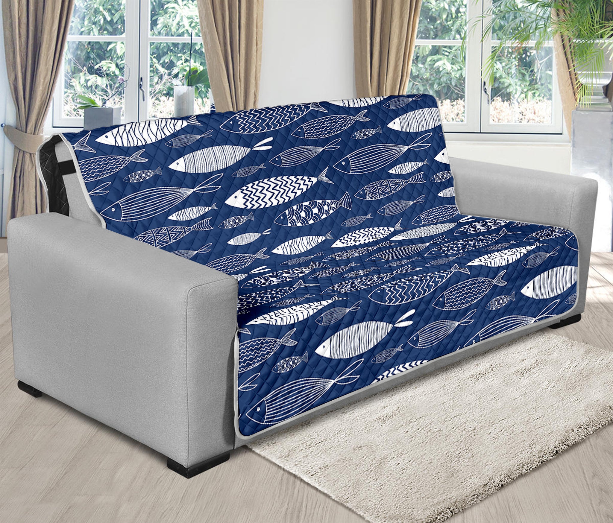 Ornamental Fish Pattern Print Futon Protector