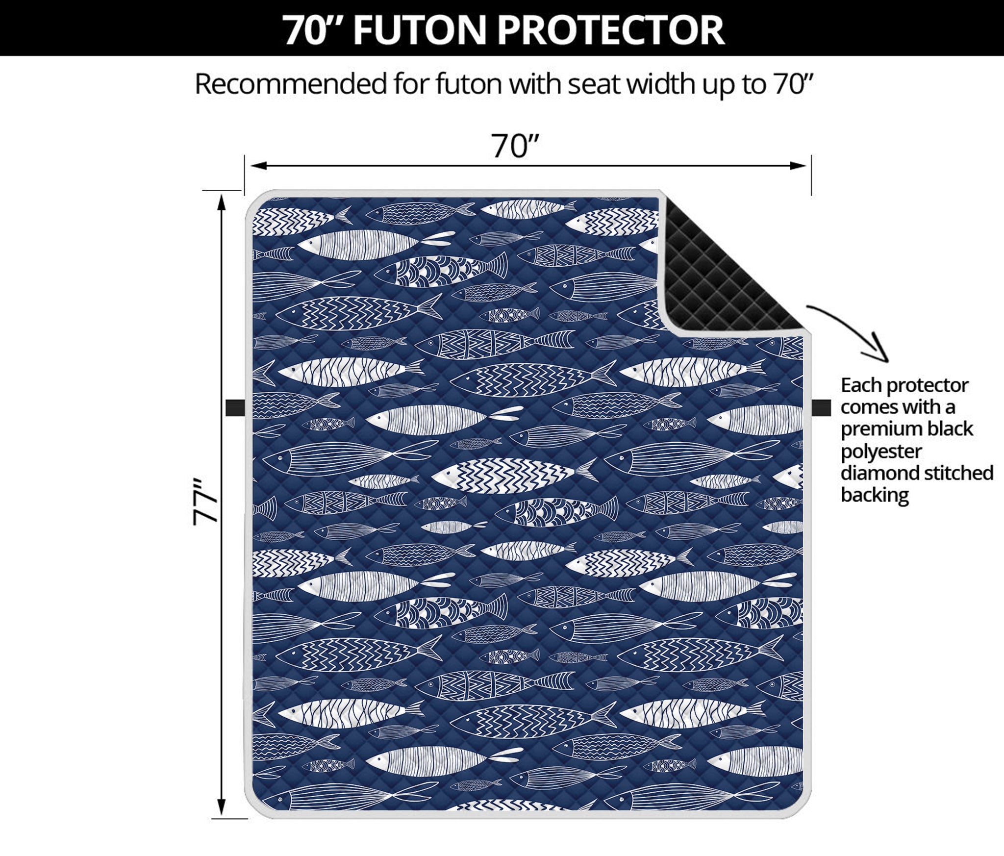 Ornamental Fish Pattern Print Futon Protector