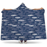 Ornamental Fish Pattern Print Hooded Blanket