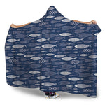 Ornamental Fish Pattern Print Hooded Blanket