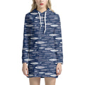 Ornamental Fish Pattern Print Pullover Hoodie Dress